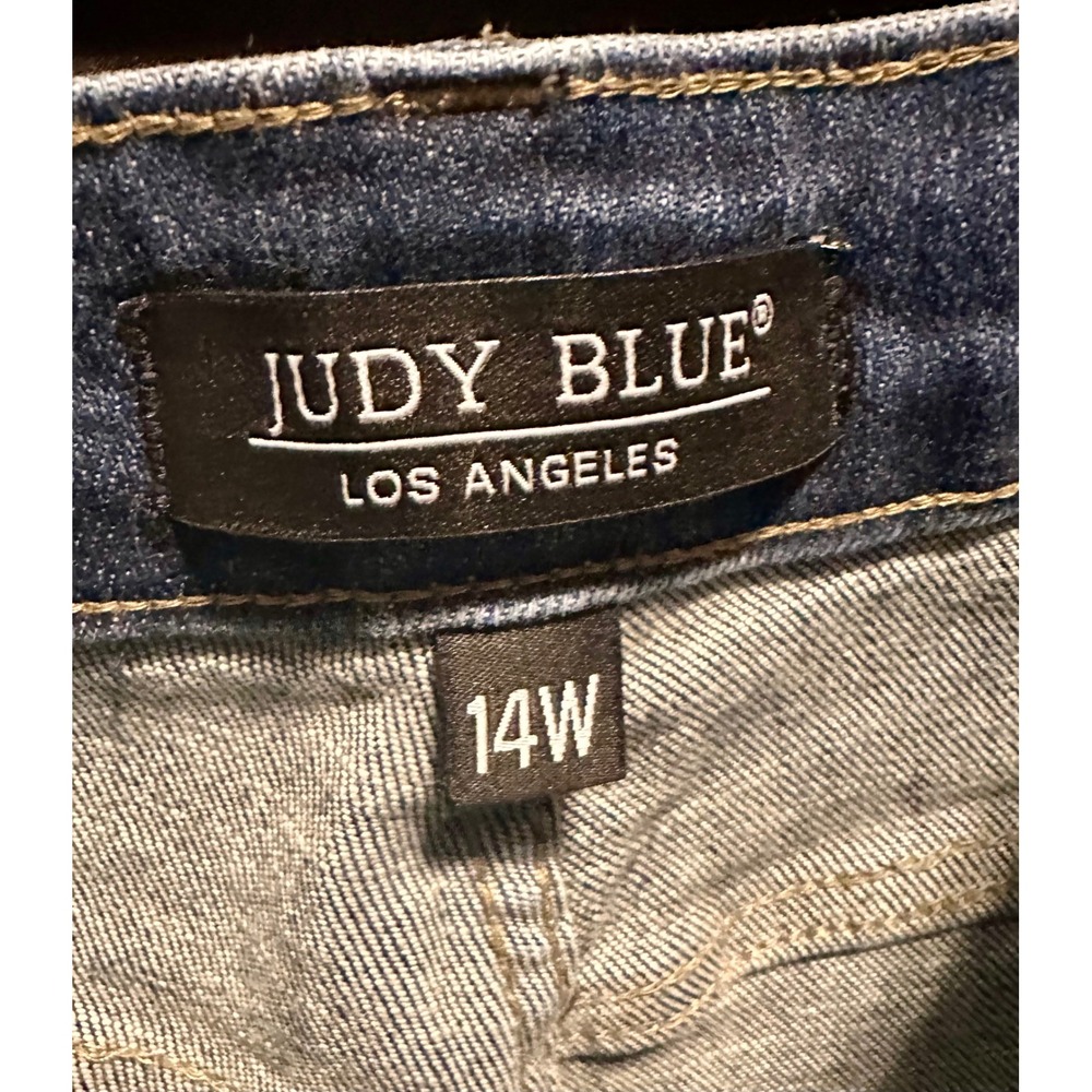 Judy Blue Skinny Jeans Womens 14W Blue Excellent Raw Hem Distressed 82255 - Picture 5 of 5